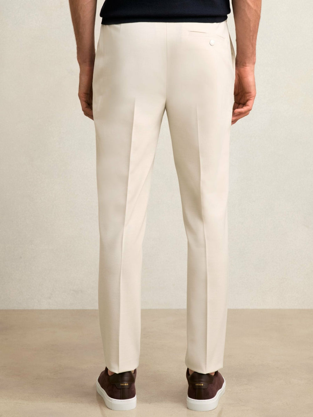 Slim-Fit Internal-Drawstring Trousers Stone | Mens