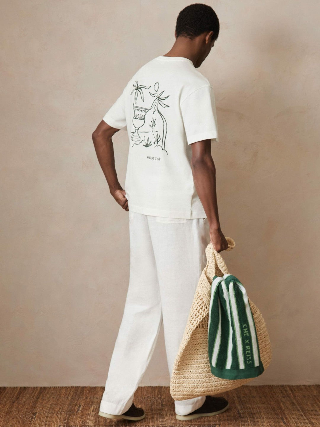 | Ché Cotton Palm-Tree T-Shirt White | Mens
