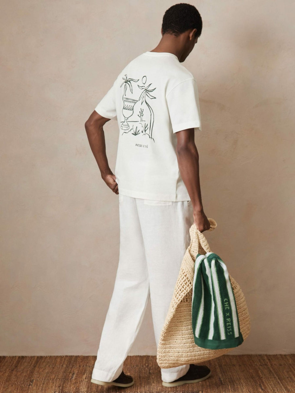 | Ché Cotton Palm-Tree T-Shirt White | Mens