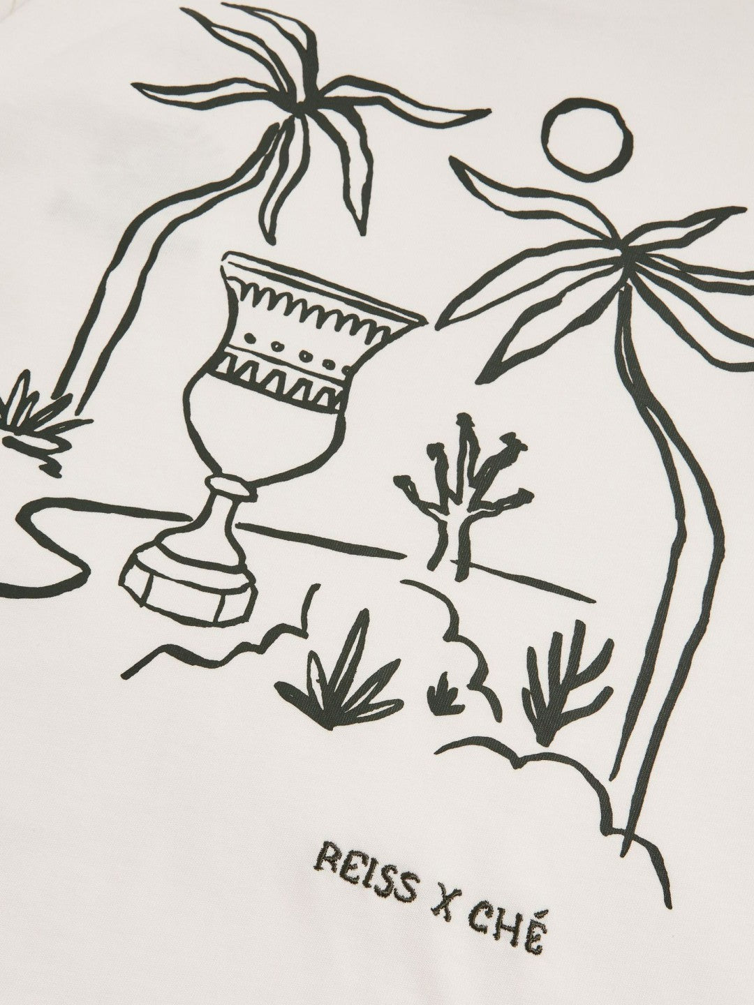 | Ché Cotton Palm-Tree T-Shirt White | Mens