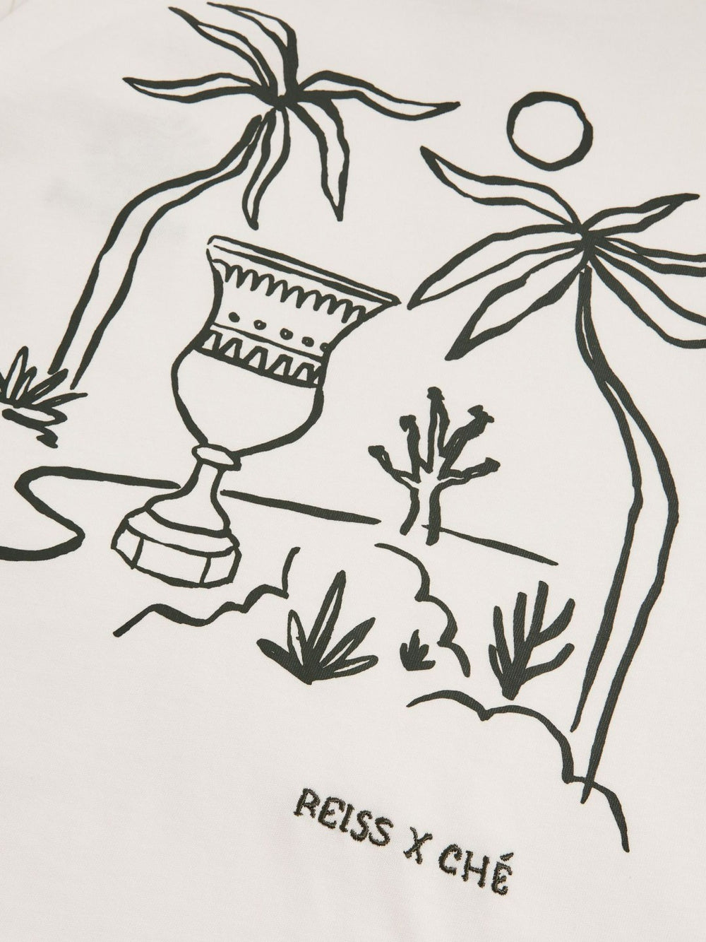 | Ché Cotton Palm-Tree T-Shirt White | Mens