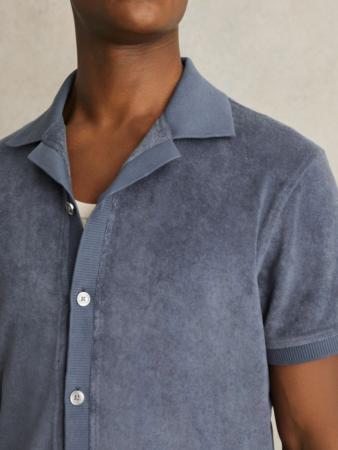 Cotton Blend Towelling Shirt Airforce Blue | Mens