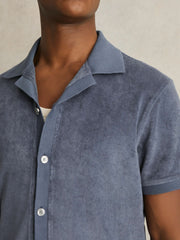 Cotton Blend Towelling Shirt Airforce Blue | Mens