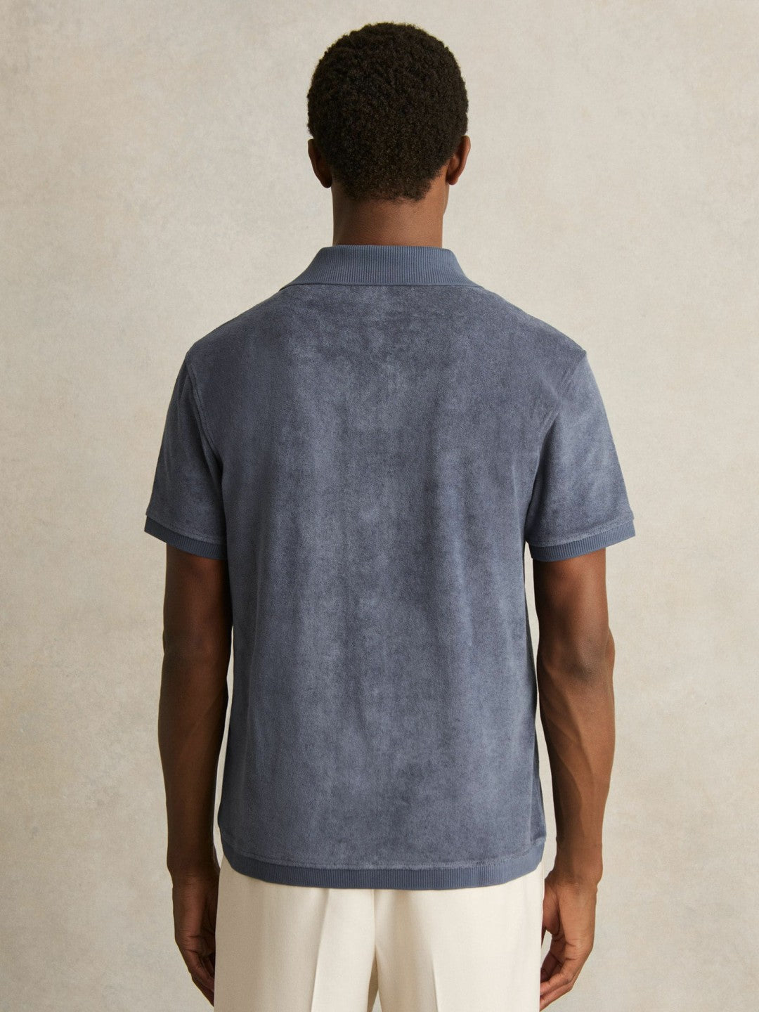 Cotton Blend Towelling Shirt Airforce Blue | Mens