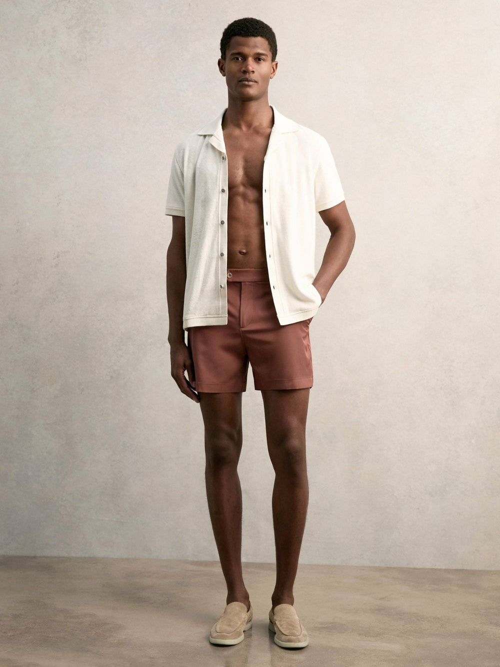 Cotton Blend Towelling Shirt White | Mens