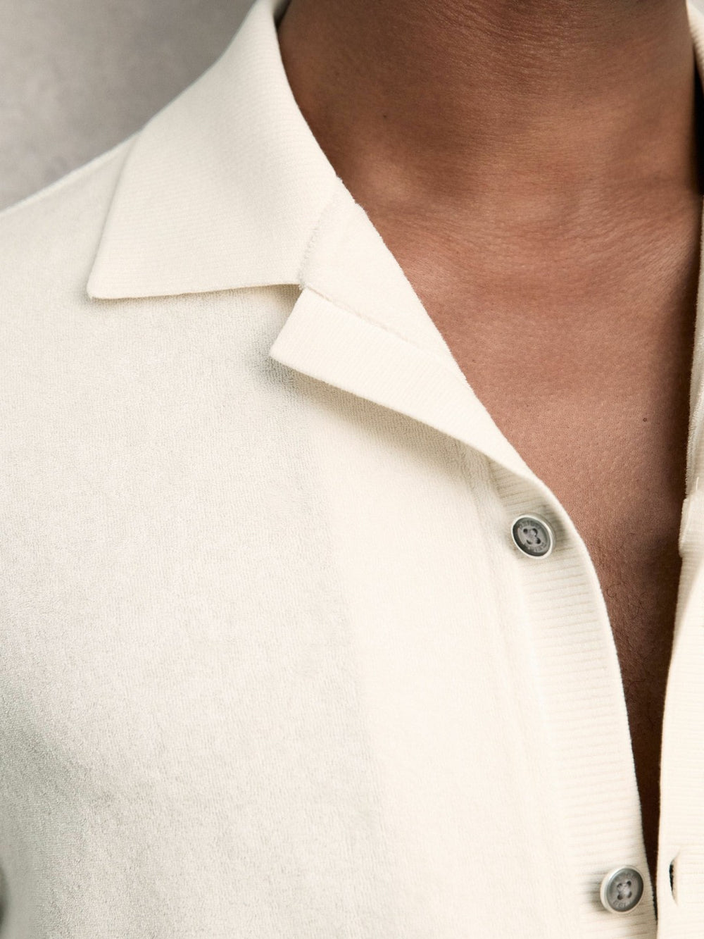 Cotton Blend Towelling Shirt White | Mens