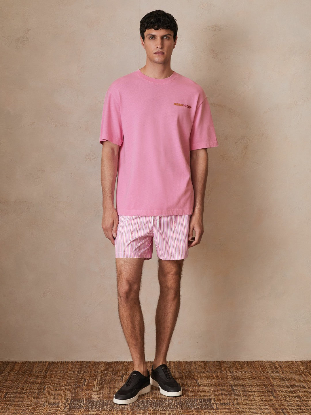 | Ché Cotton-Linen Sunset T-Shirt Pink | Mens