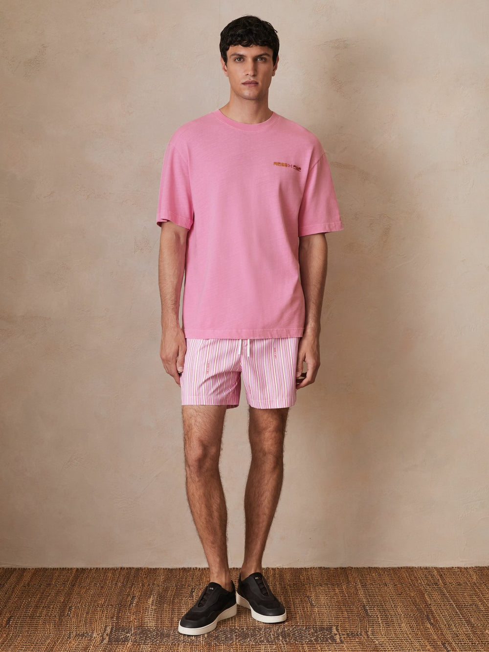 | Ché Cotton-Linen Sunset T-Shirt Pink | Mens