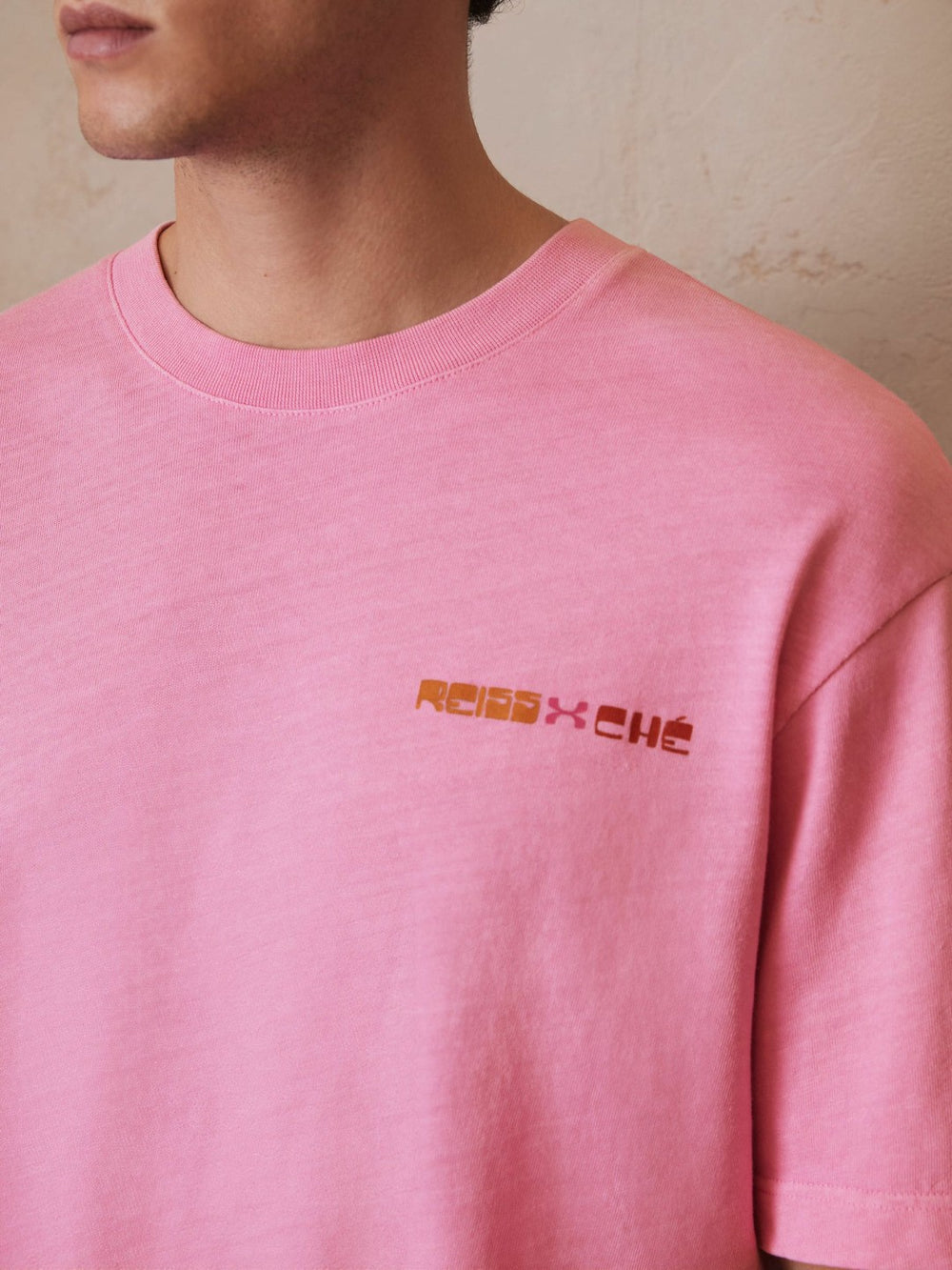 | Ché Cotton-Linen Sunset T-Shirt Pink | Mens