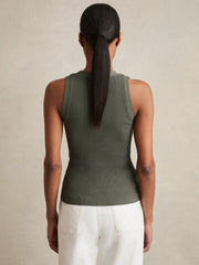 Craft-Stitch Rib-Knit Vest Khaki Green | Womens