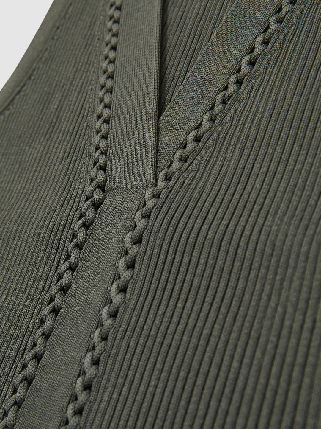 Craft-Stitch Rib-Knit Vest Khaki Green | Womens