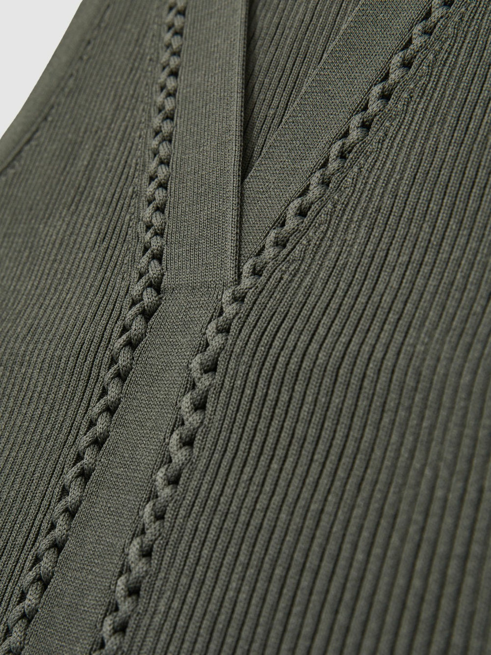 Craft-Stitch Rib-Knit Vest Khaki Green | Womens