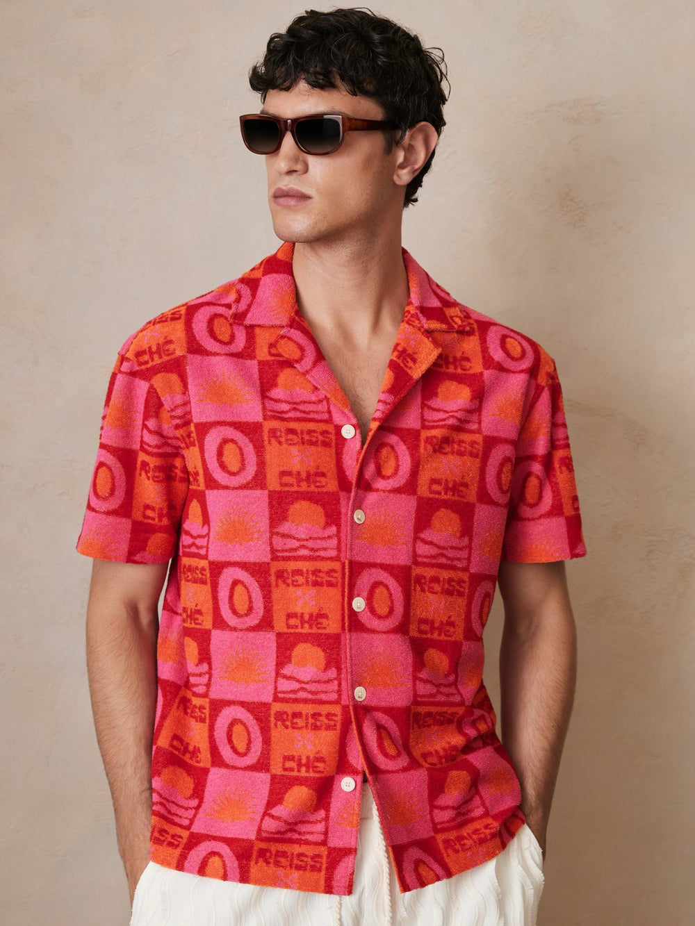 | Ché Sunset Towelling Shirt Pink | Mens