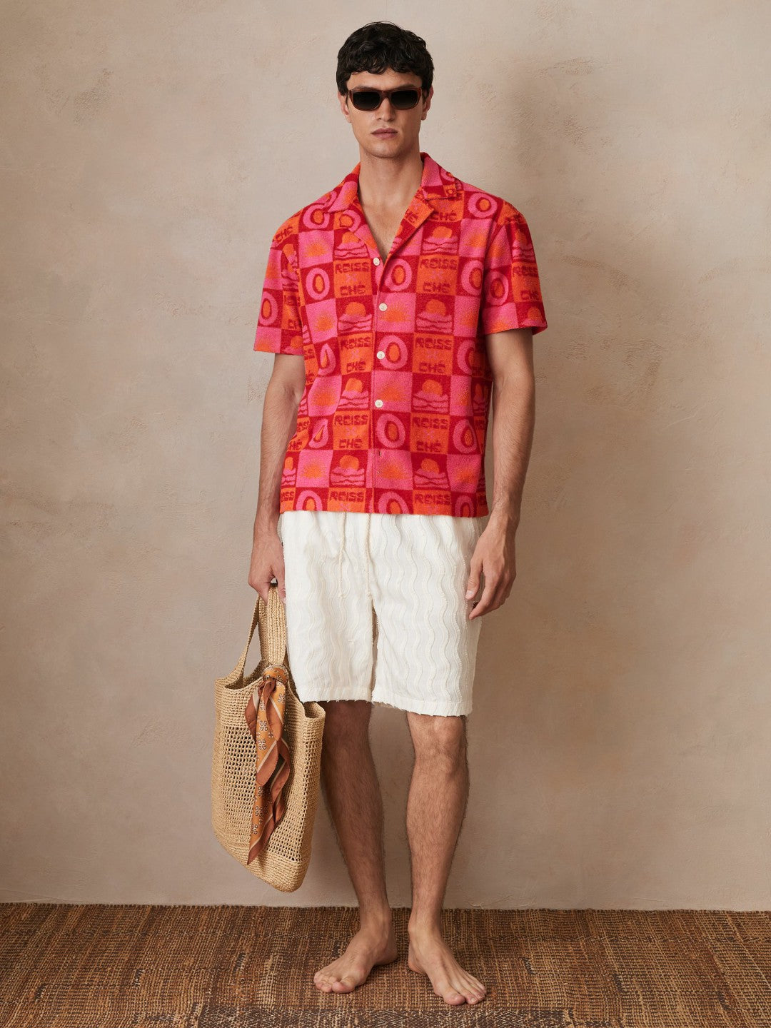 | Ché Sunset Towelling Shirt Pink | Mens