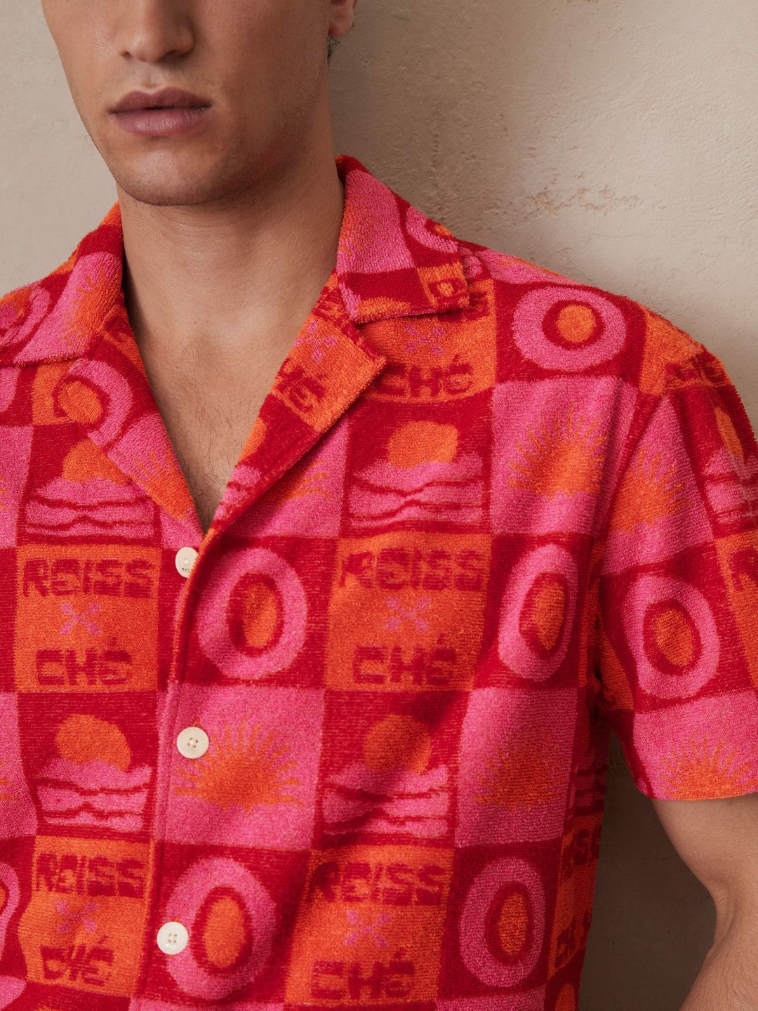 | Ché Sunset Towelling Shirt Pink | Mens