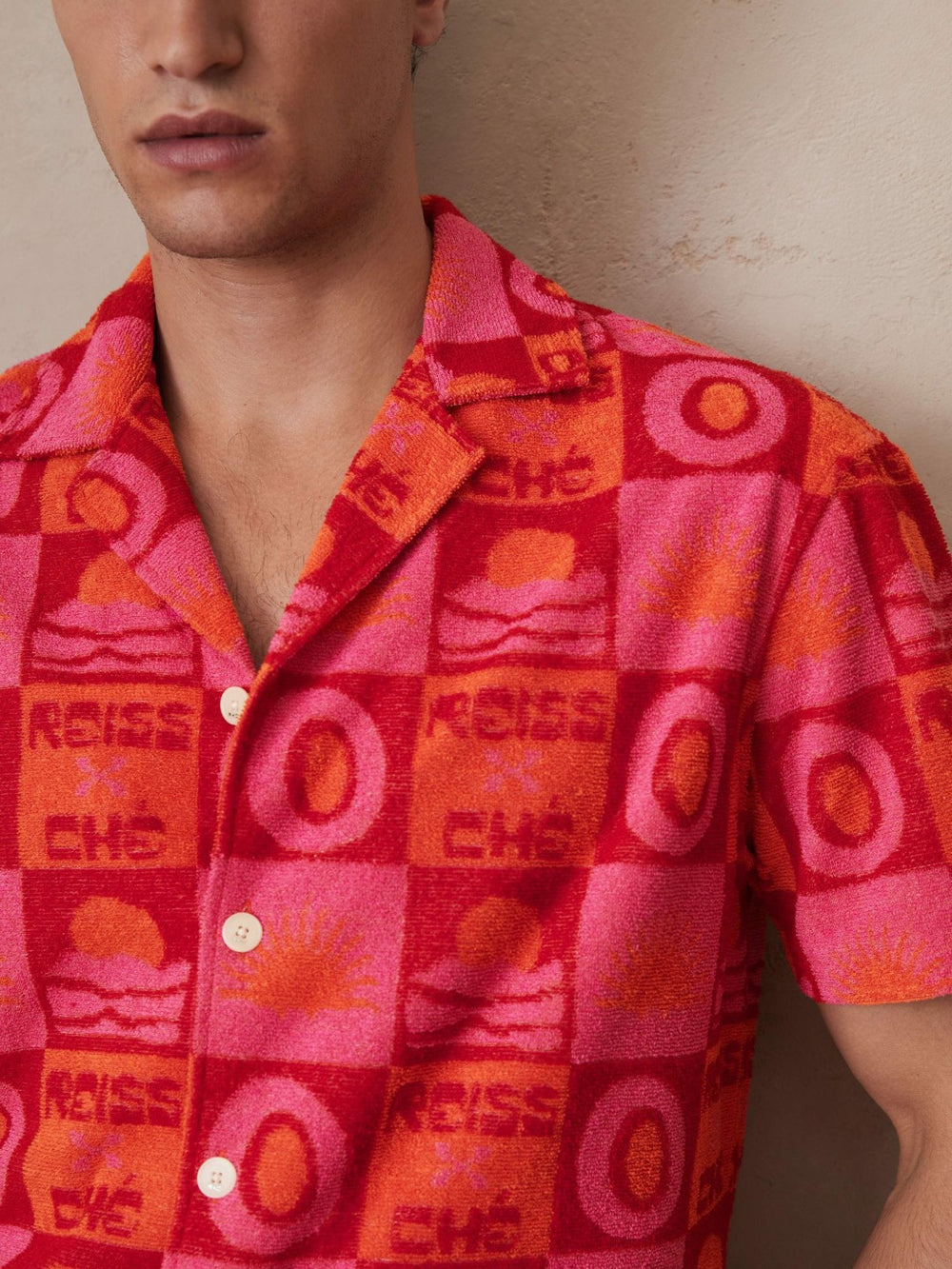 | Ché Sunset Towelling Shirt Pink | Mens
