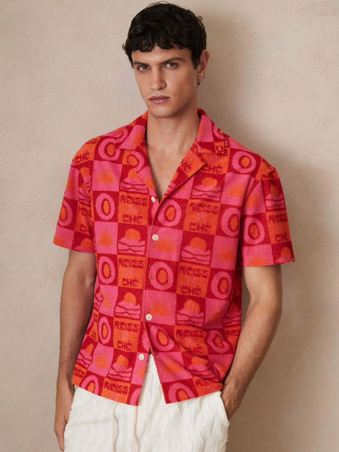 | Ché Sunset Towelling Shirt Pink | Mens