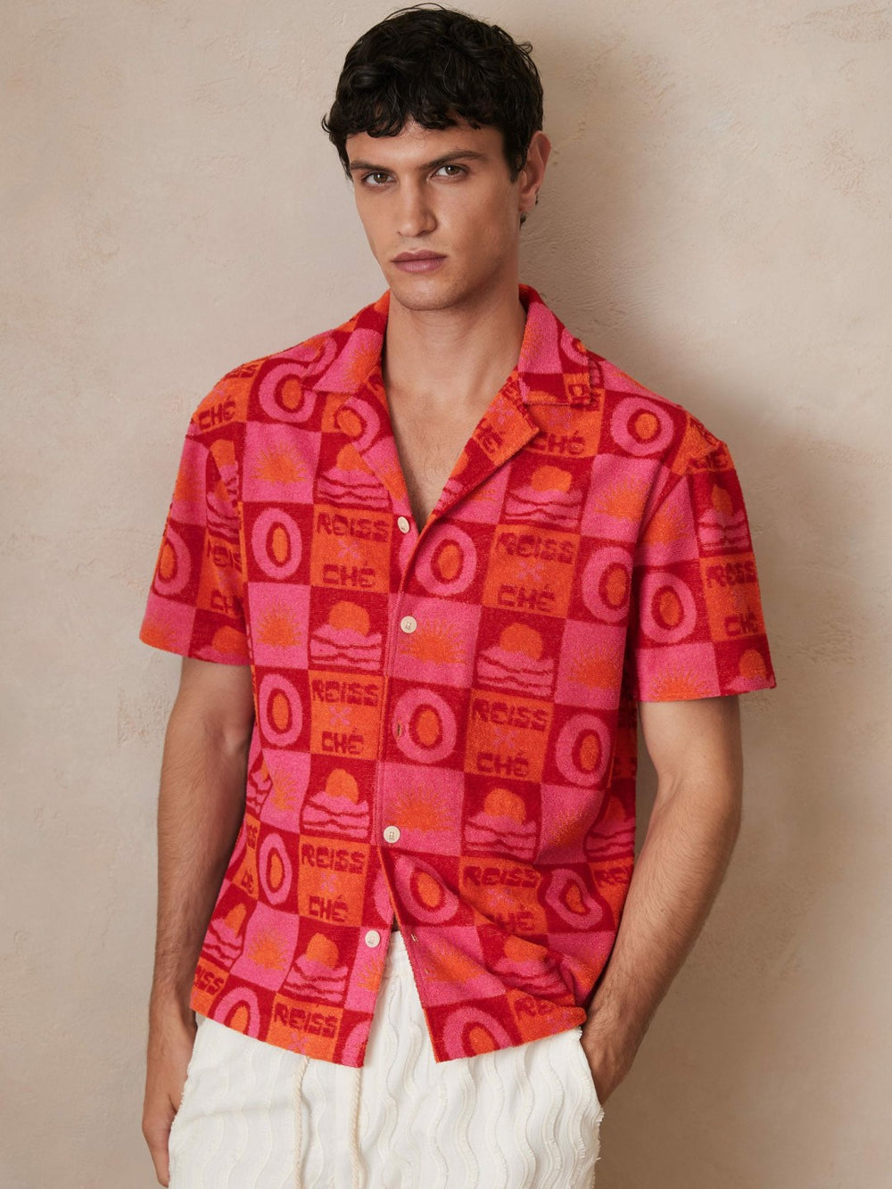 | Ché Sunset Towelling Shirt Pink | Mens
