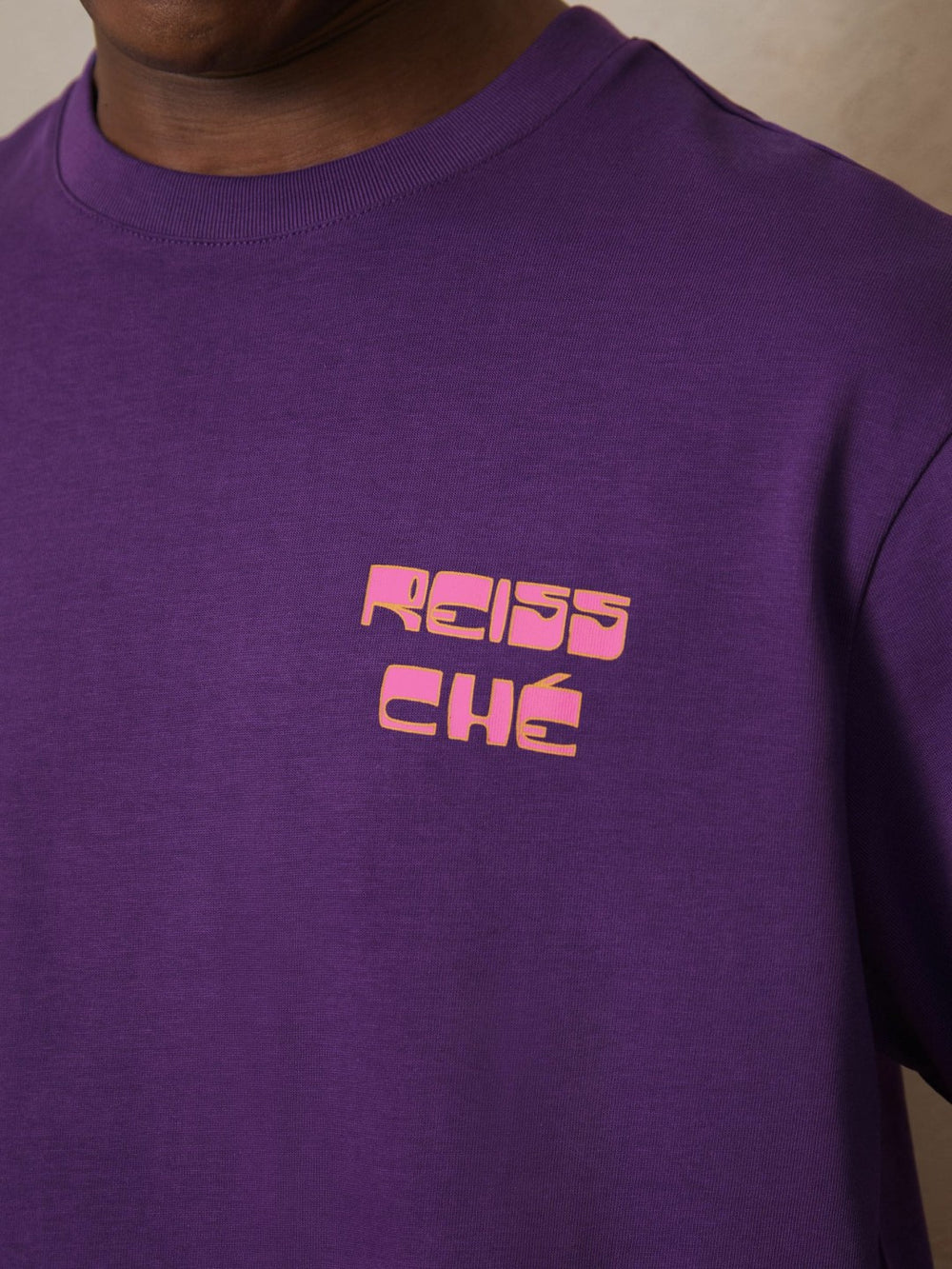 | Ché Cotton Palm-Print T-Shirt Purple | Mens