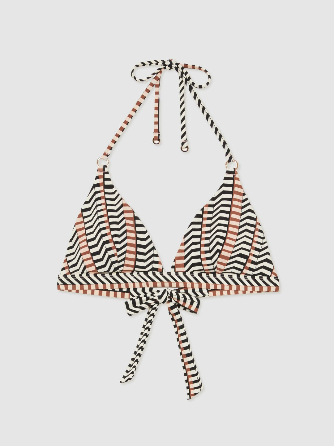 Triangle Halterneck Bikini Top Black/Brown | Womens