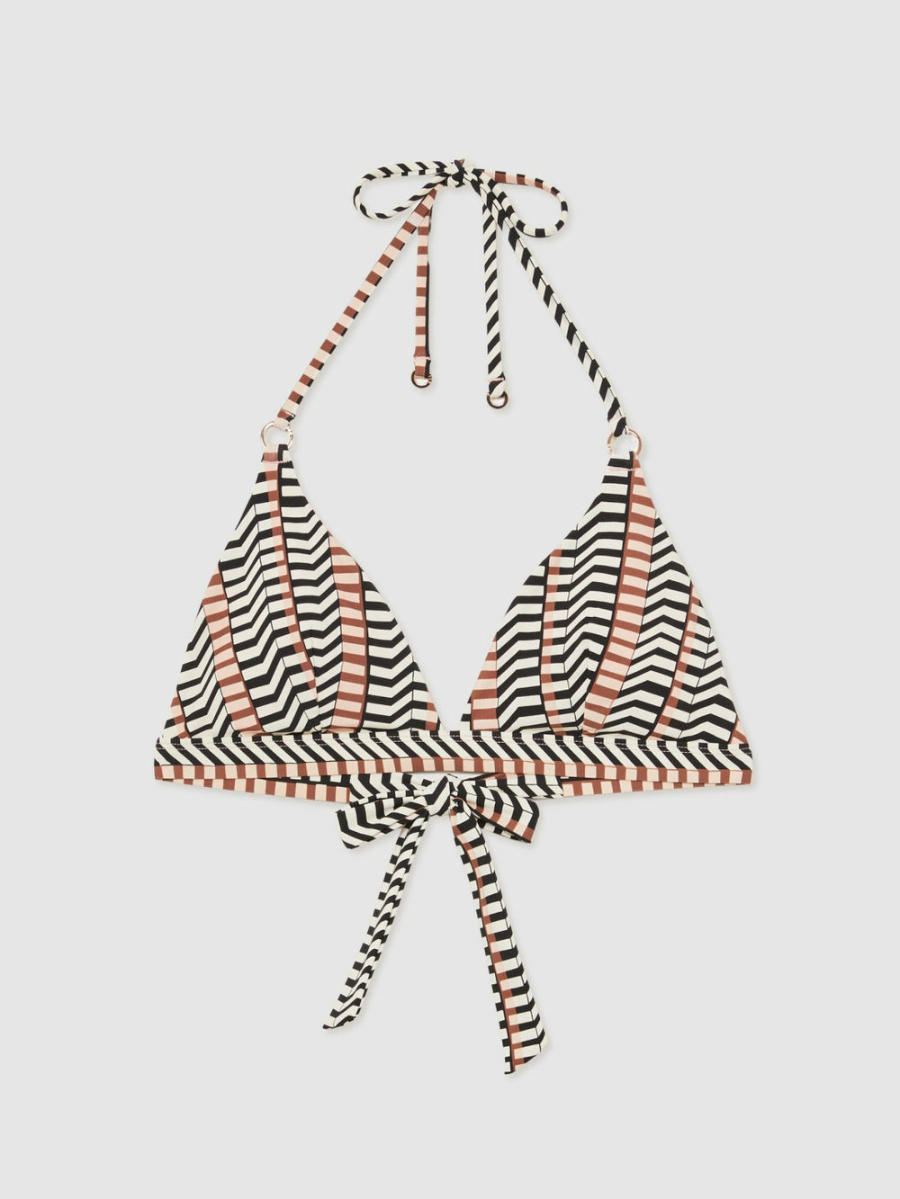 Triangle Halterneck Bikini Top Black/Brown | Womens