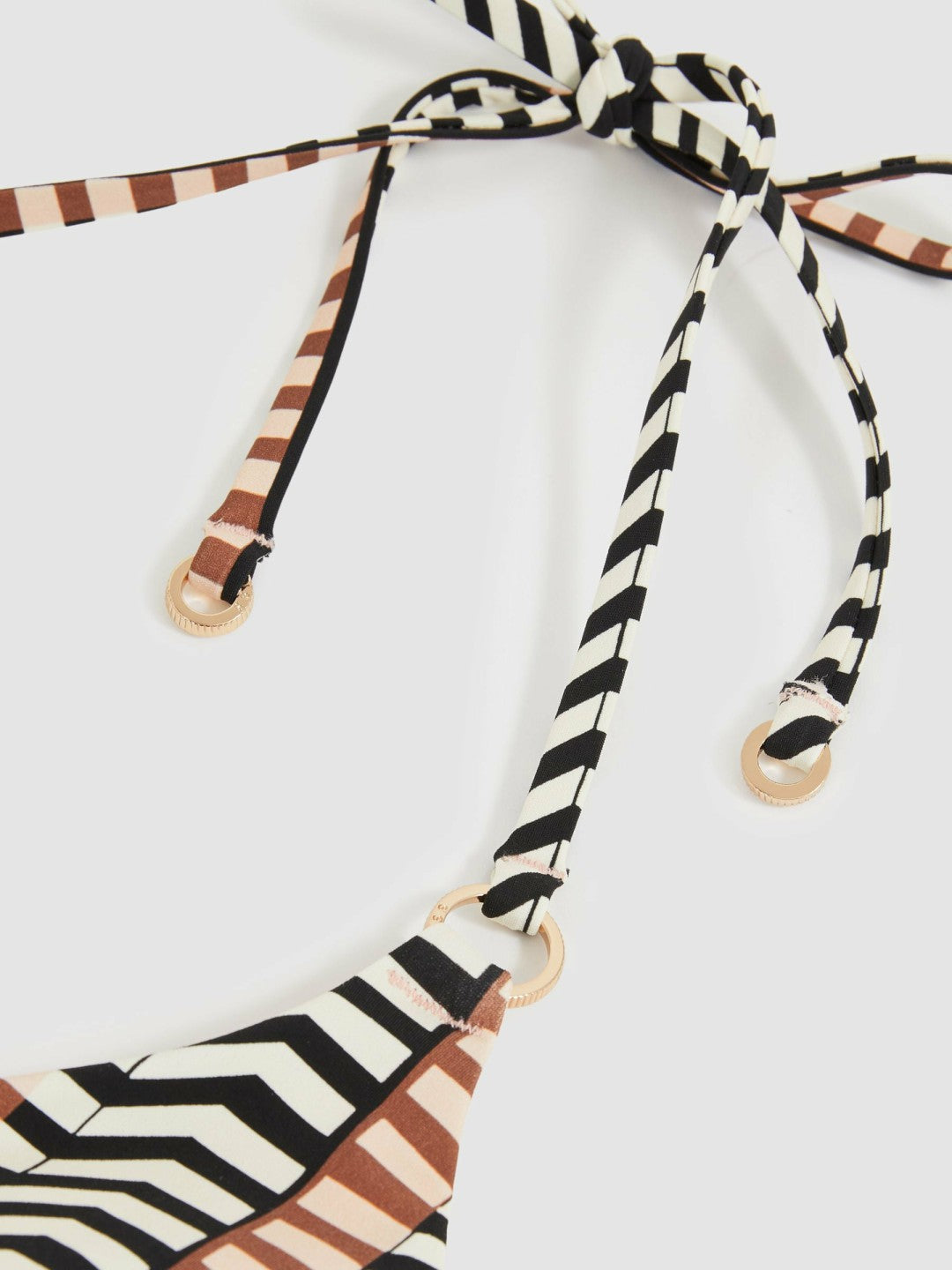 Triangle Halterneck Bikini Top Black/Brown | Womens