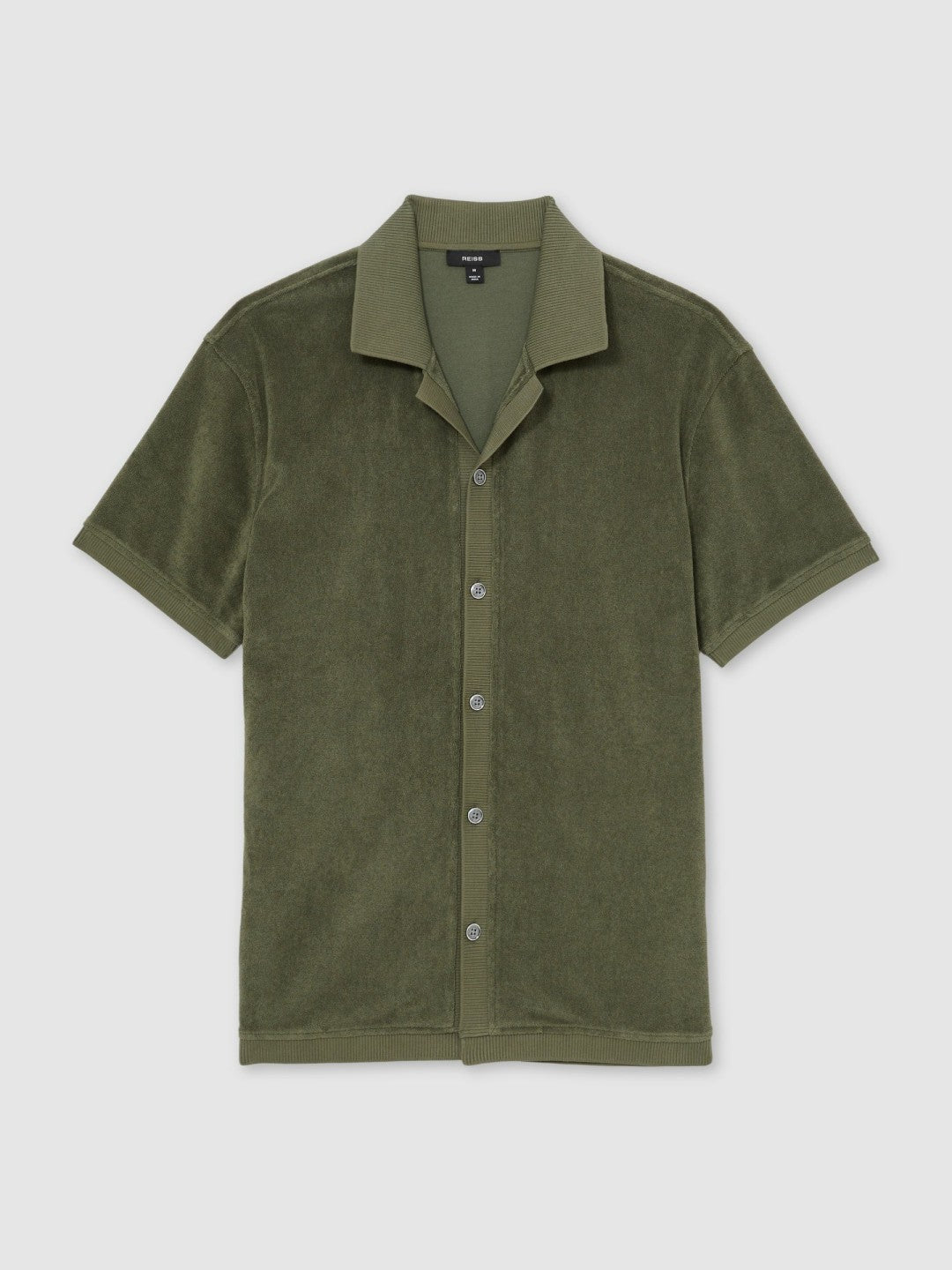 Cotton Blend Towelling Shirt Green | Mens