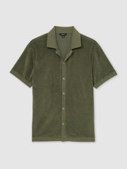 Cotton Blend Towelling Shirt Green | Mens