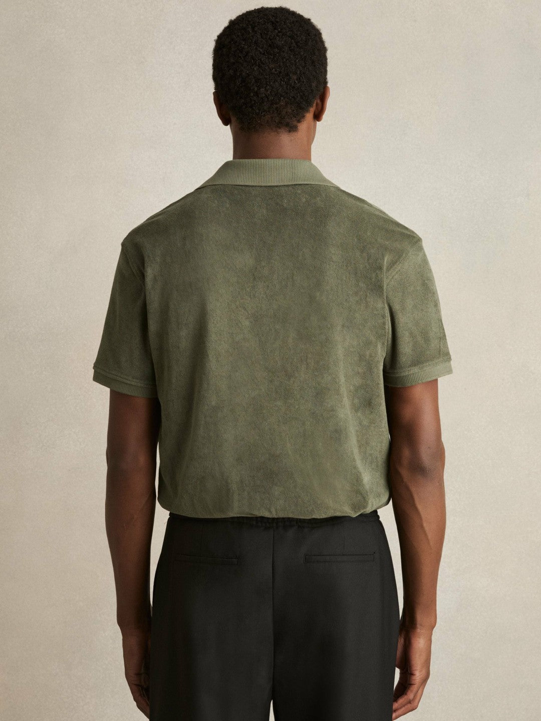 Cotton Blend Towelling Shirt Green | Mens