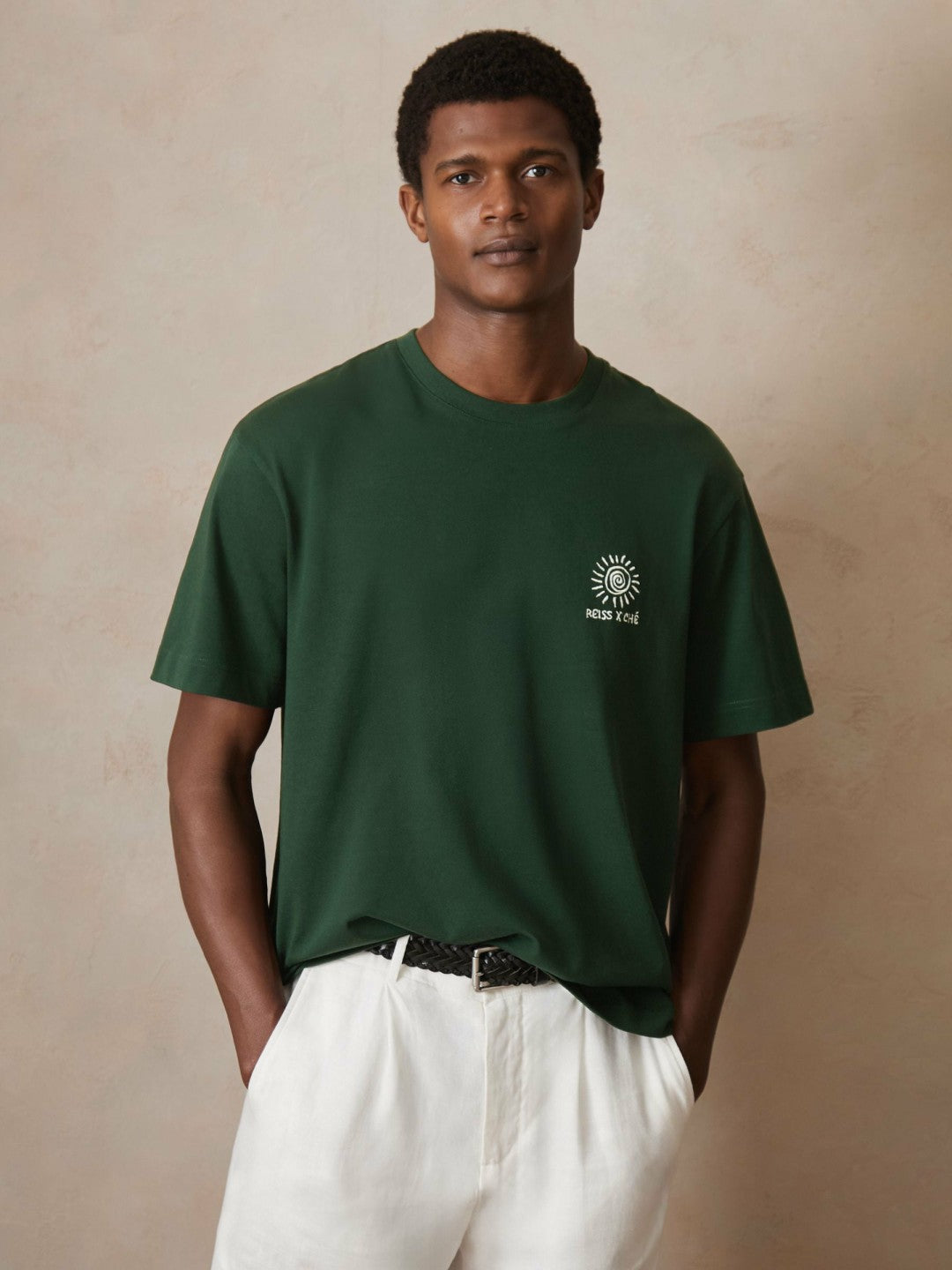 | Ché Cotton Palm-Tree T-Shirt Green | Mens