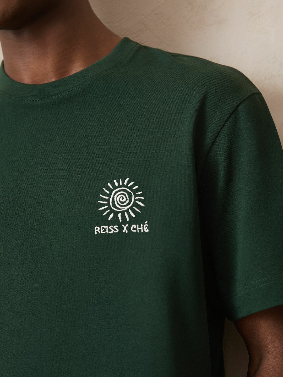 | Ché Cotton Palm-Tree T-Shirt Green | Mens
