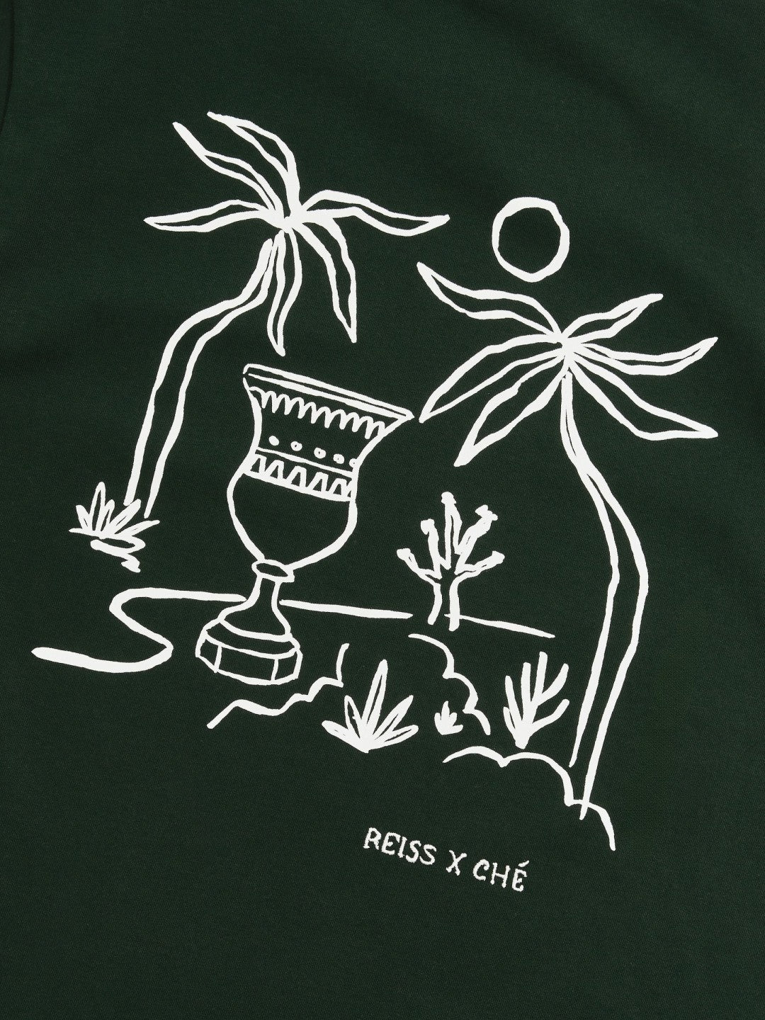 | Ché Cotton Palm-Tree T-Shirt Green | Mens