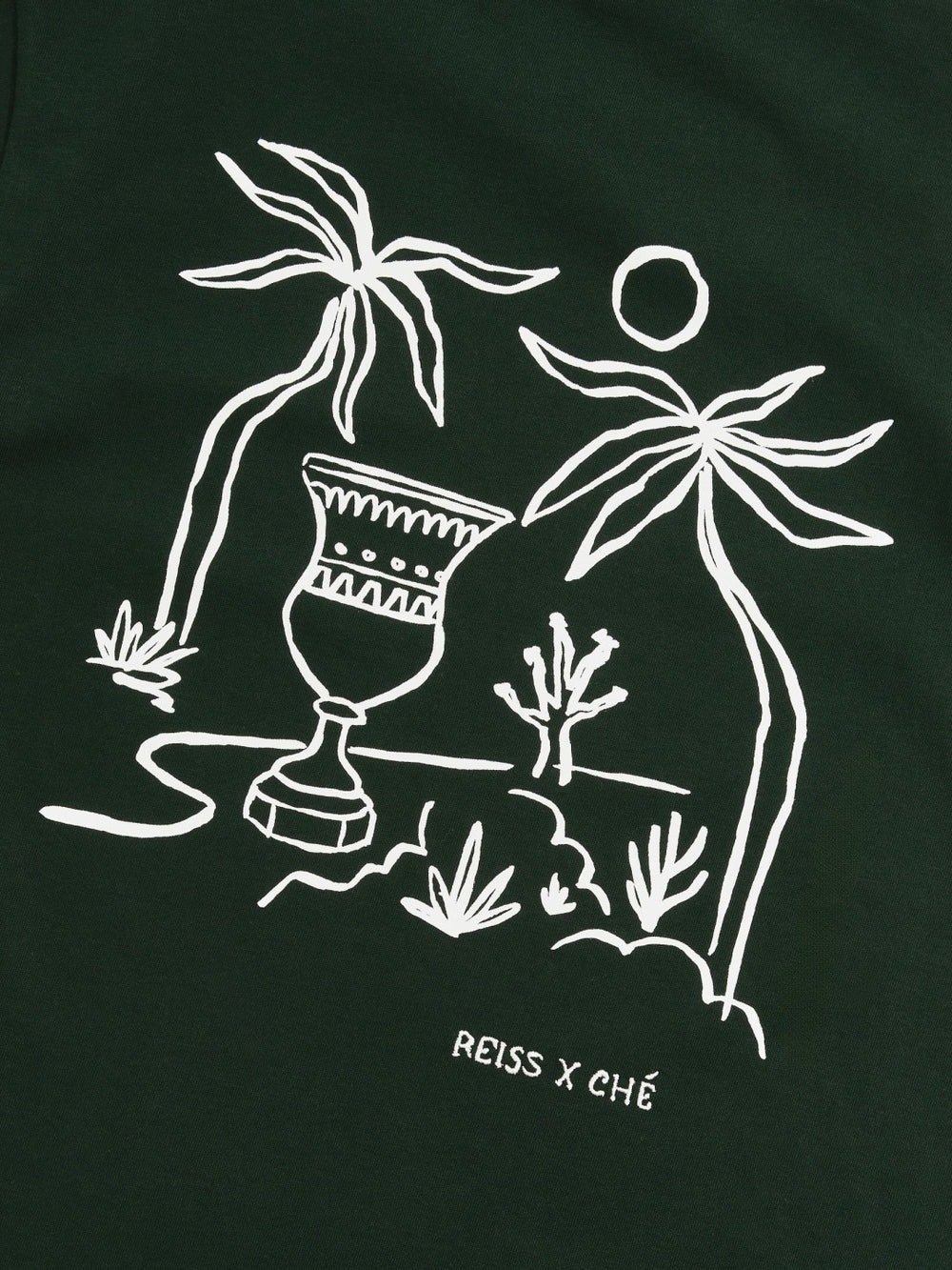 | Ché Cotton Palm-Tree T-Shirt Green | Mens