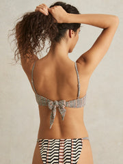 Chevron Stripe Underwired Bikini Top Black/Brown | Womens