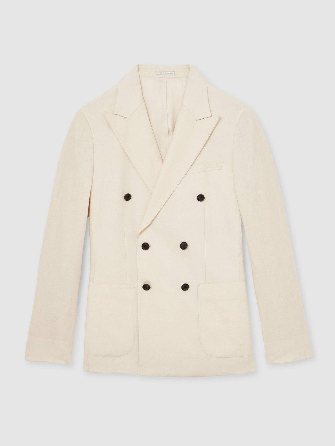 Linen Double-Breasted Suit Slim-Fit Blazer Stone | Mens