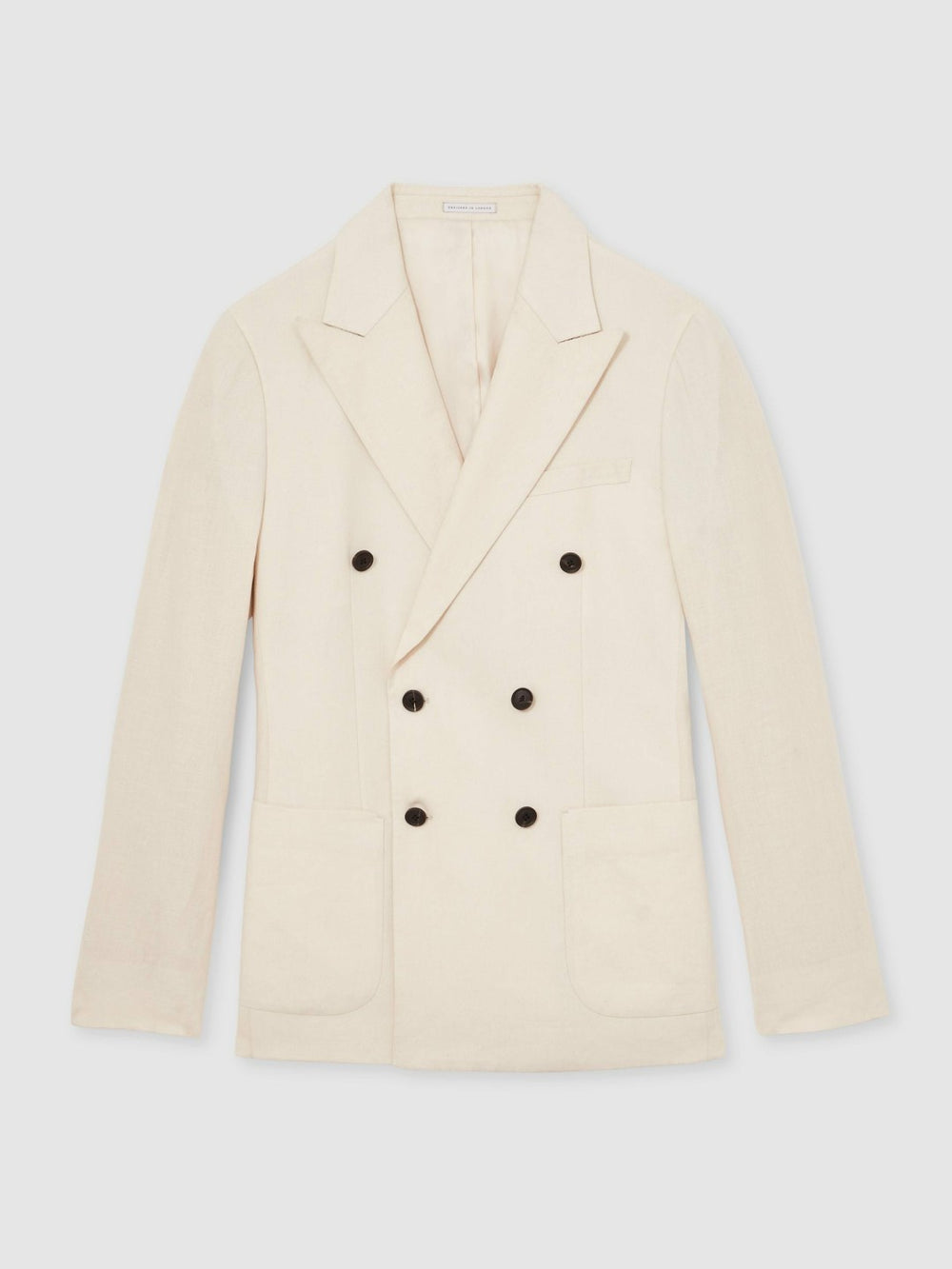 Linen Double-Breasted Suit Slim-Fit Blazer Stone | Mens