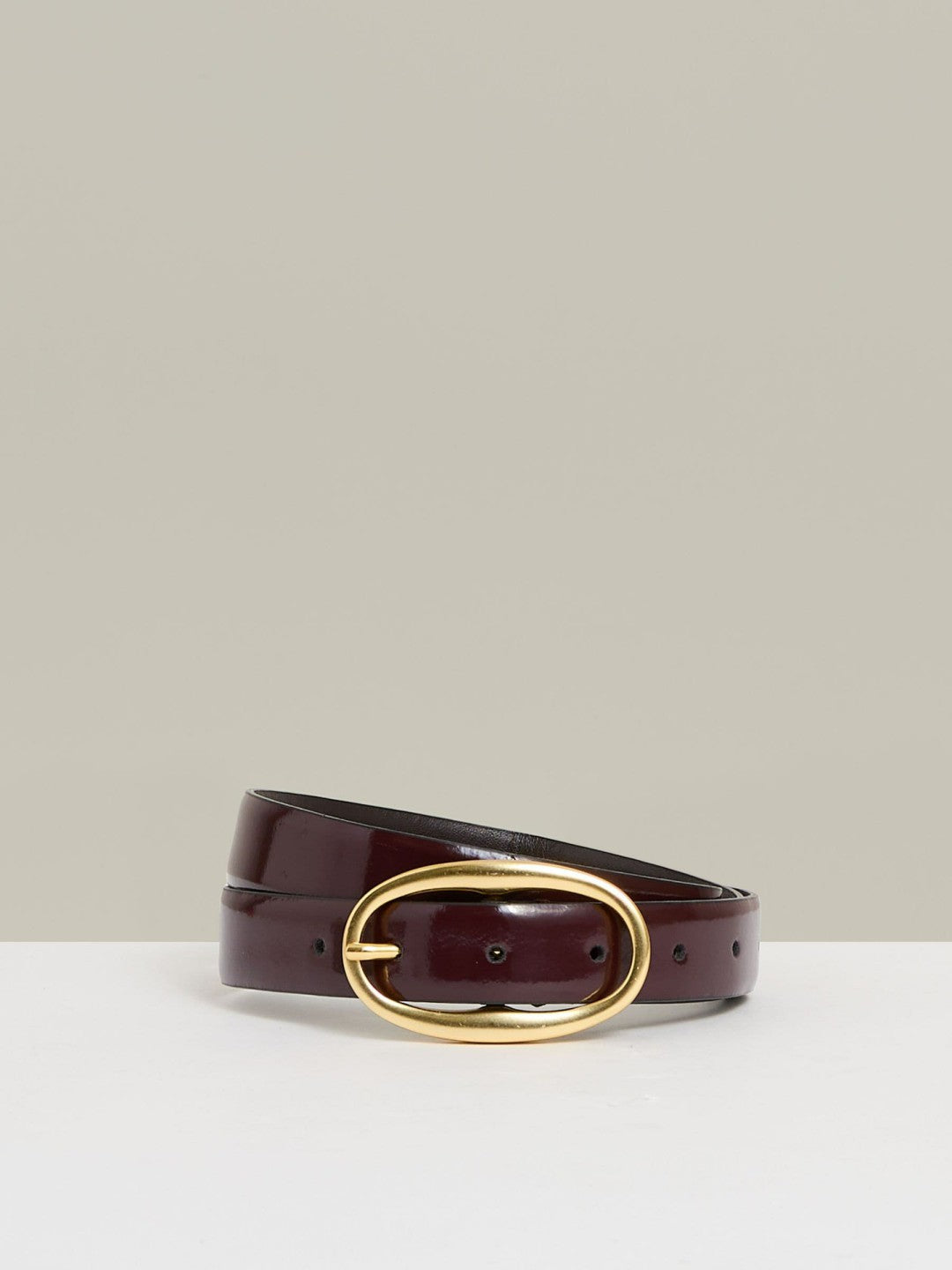 Patent Leather Oval Buckle Belt Oxblood | Womens