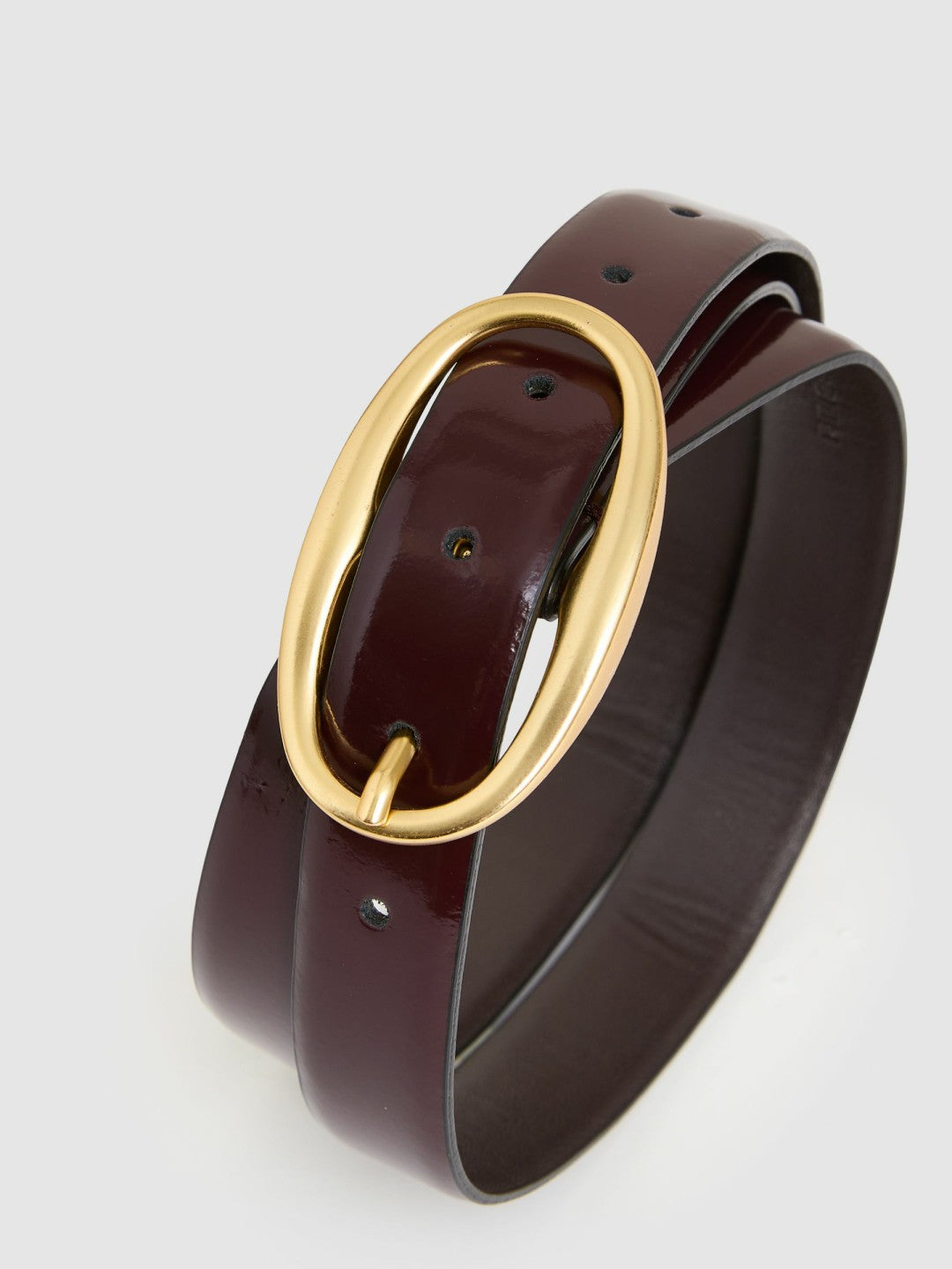 Patent Leather Oval Buckle Belt Oxblood | Womens