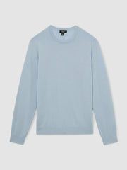 Merino Wool Crew Neck Jumper Soft Blue | Mens