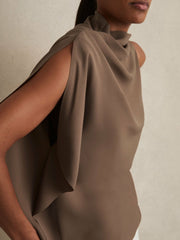 One-Shoulder Draped Top Mink | Womens
