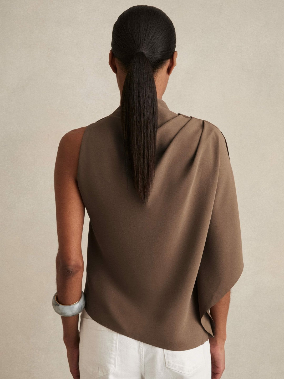 One-Shoulder Draped Top Mink | Womens
