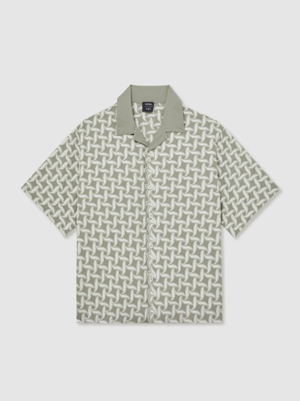 | Ché Motif-Embroidered Shirt Sage/White | Mens