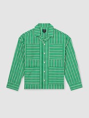 | Ché Poplin Stripe Pocket Shirt Bright Green/White | Mens