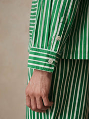 | Ché Poplin Stripe Pocket Shirt Bright Green/White | Mens