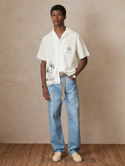 | Ché Cotton-Linen Palm Shirt White | Mens