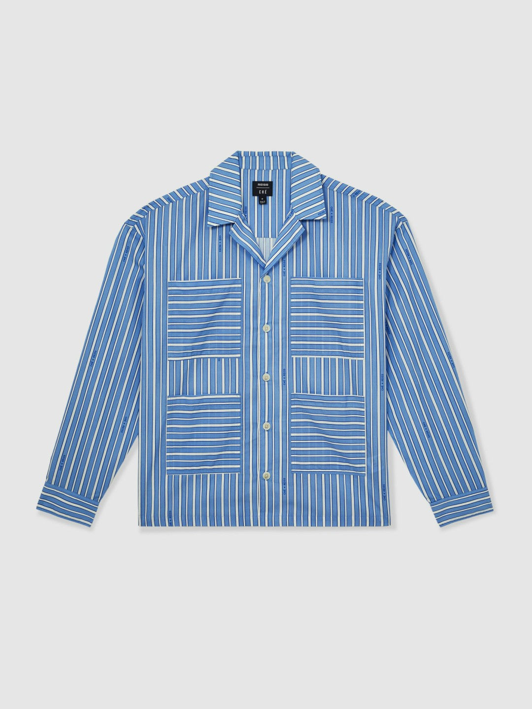 | Ché Poplin Stripe Pocket Shirt Bright Blue/White | Mens