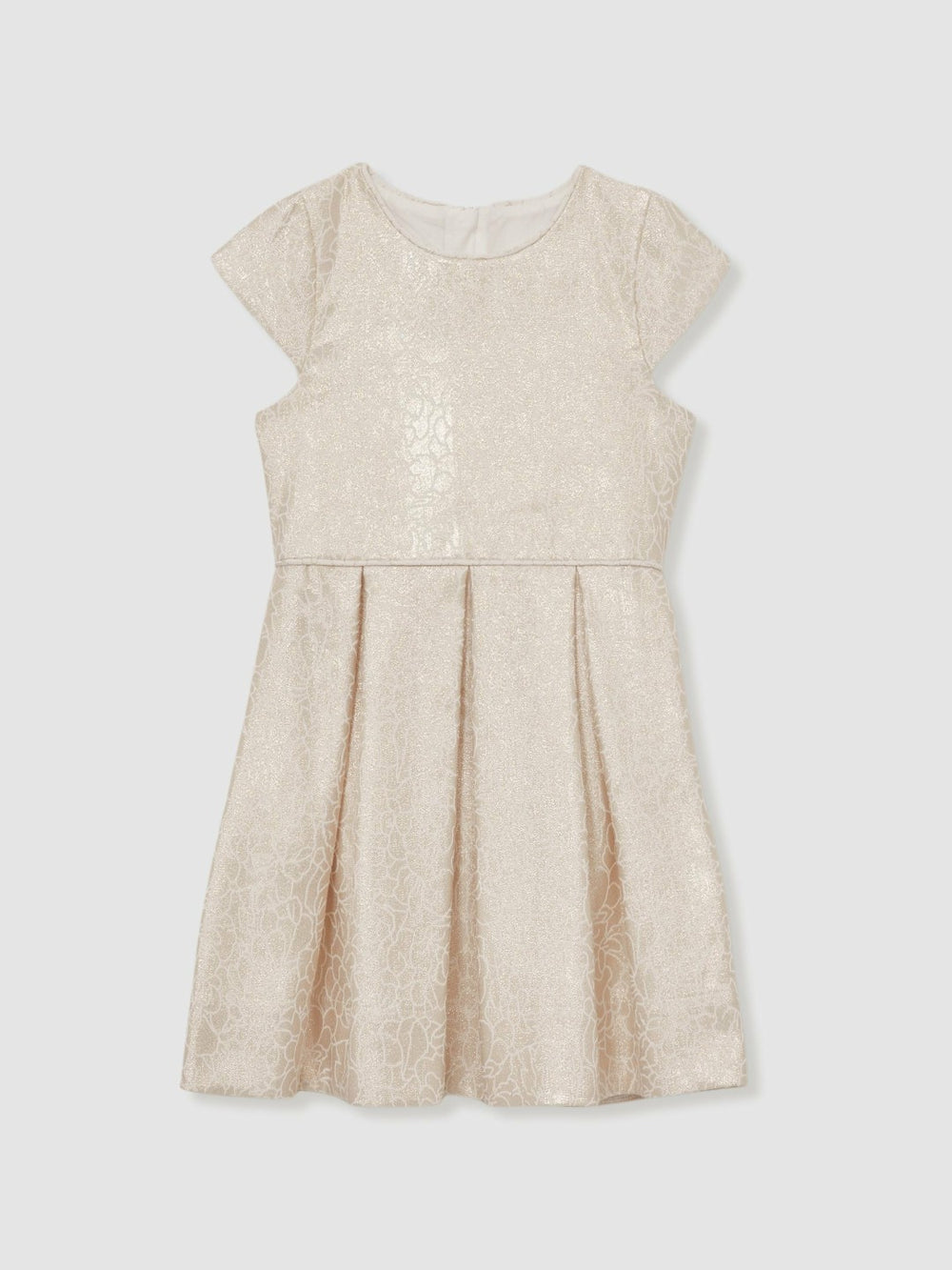 9-13 yrs Brocade Cap-Sleeve Pleated Dress Ivory | Children