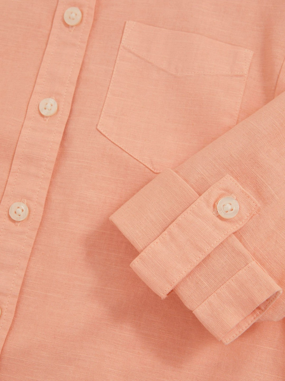 4-9 yrs Linen Roll-Cuff Shirt Peach | Children