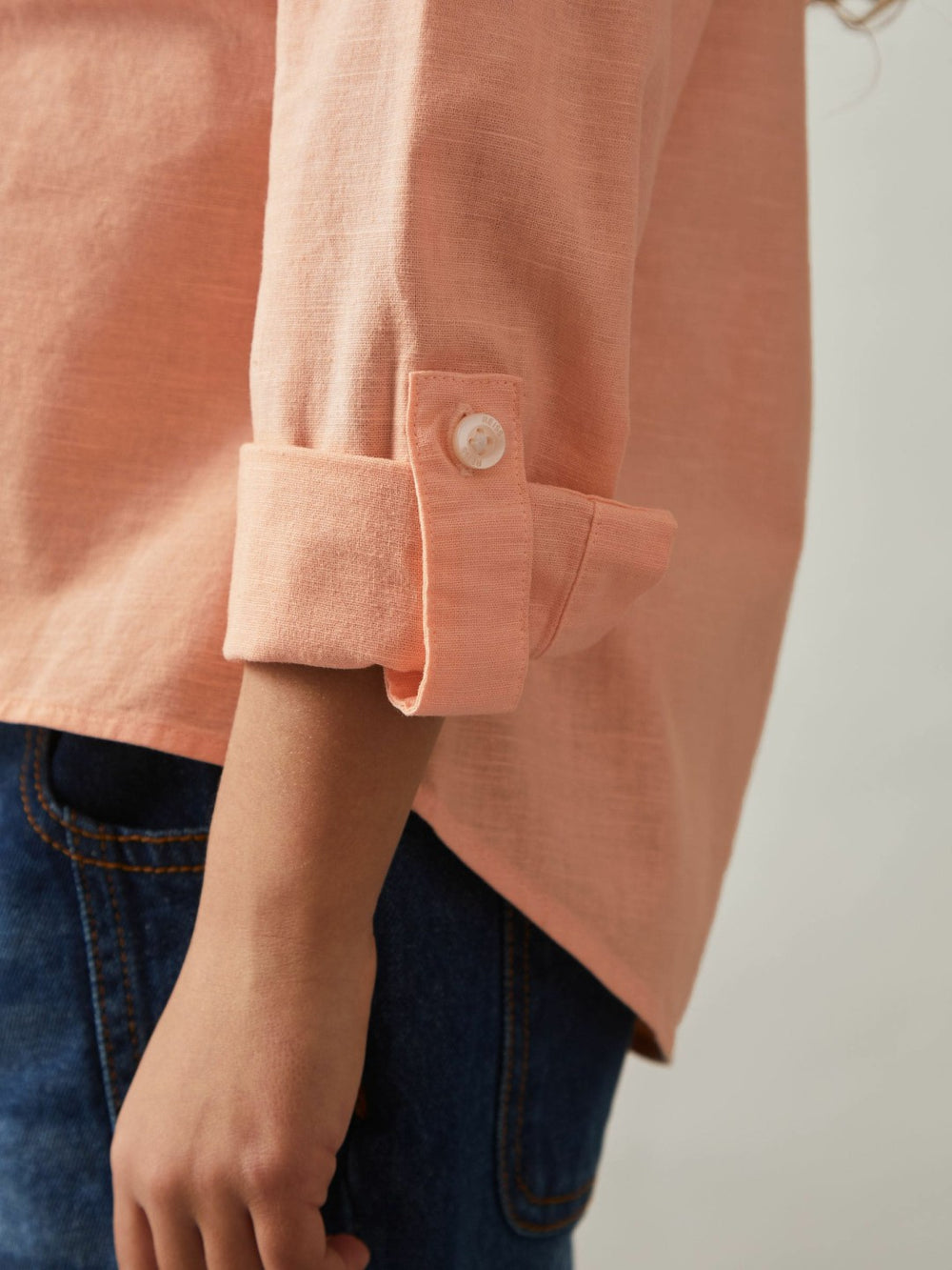 13-14 yrs Linen Roll-Cuff Shirt Peach | Children