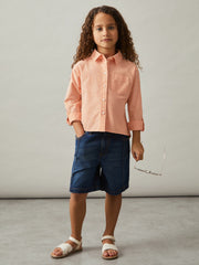 9-13 yrs Linen Roll-Cuff Shirt Peach | Children